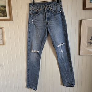 Levi's 501 Classic Skinny Distressed Light Blue Jeans